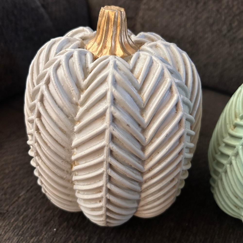Decorative White and Gold Pumpkin